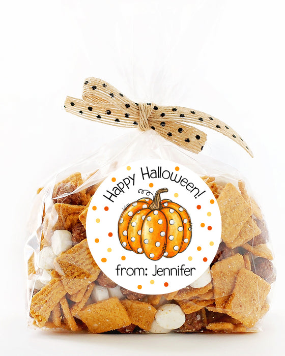 Dotty Pumpkin Halloween Treat Stickers