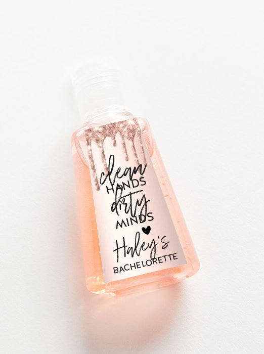 Rose Gold Clean Hands Dirty Minds Triangle Hand Sanitizer Label