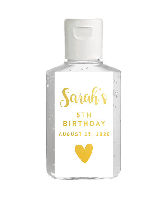 Birthday Foil Tall Hand Sanitizer Labels