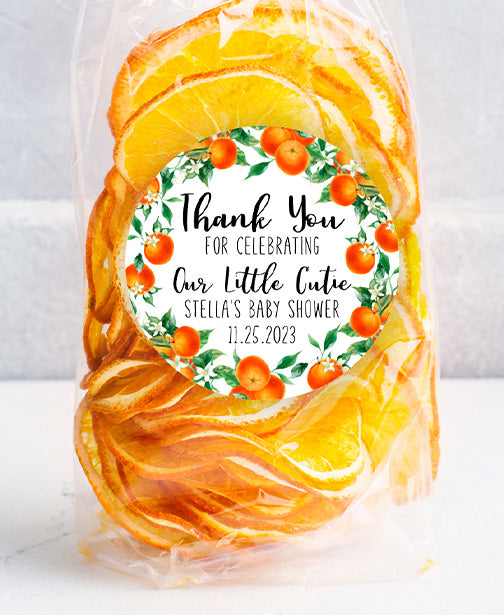 Orange Cutie Baby Shower Stickers