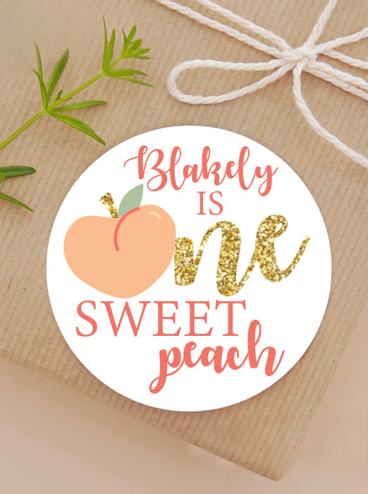 One Sweet Peach Birthday Party Stickers