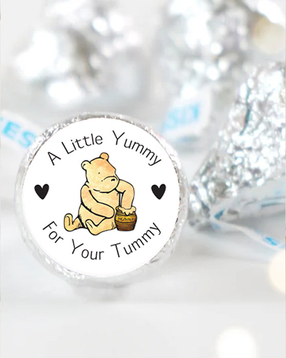 Pooh Baby Shower Kiss Stickers