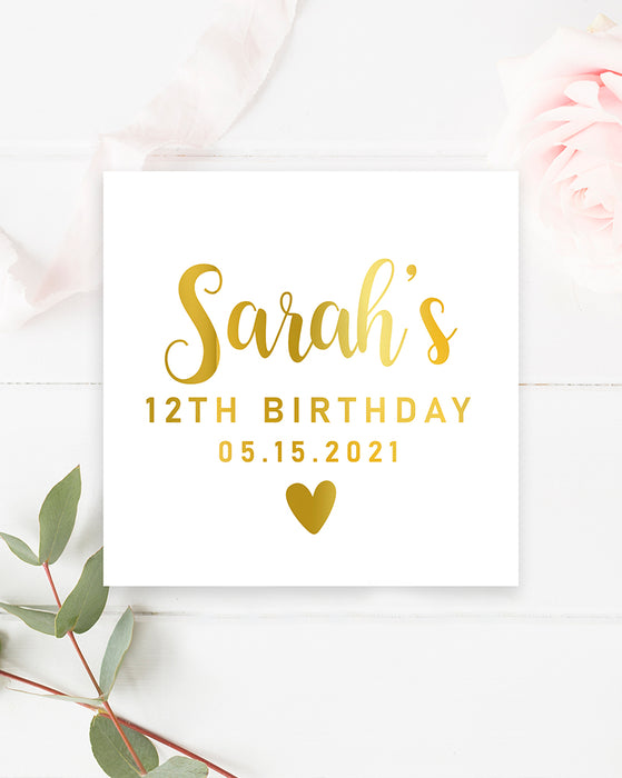 Square Foil Birthday Stickers