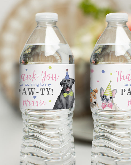 Puppy PAWTY Water Bottle Labels