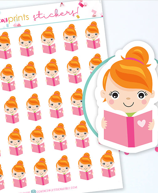 Reading Girl Planner Stickers