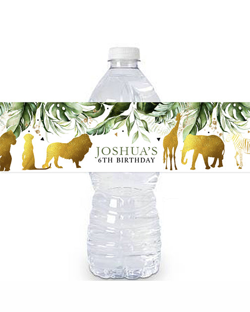 Gold Safari Water Bottle Labels
