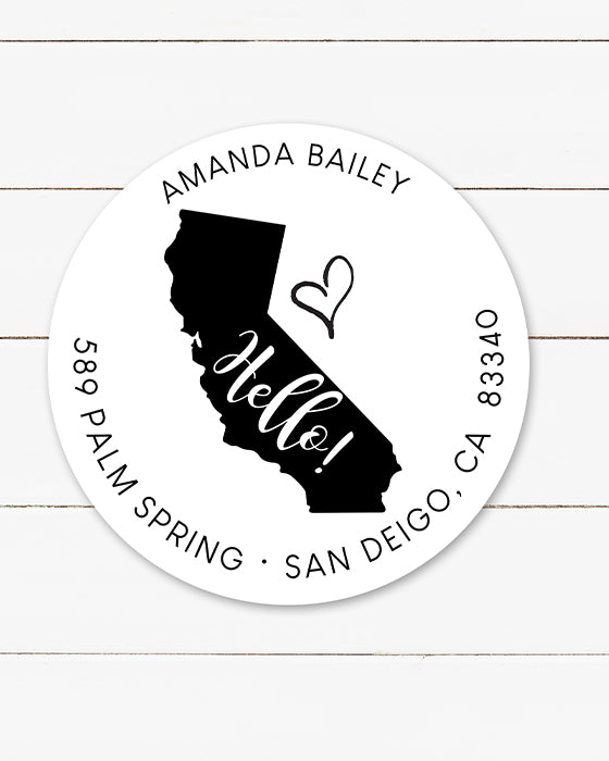 State Silhouette Address Wedding Stickers