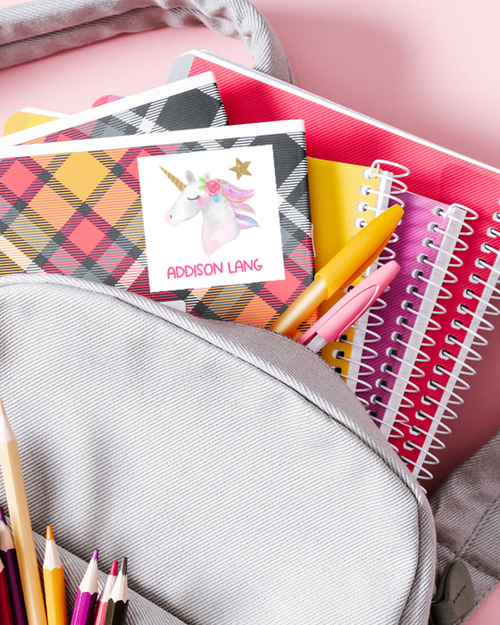 Unicorn Back to School Name Labels