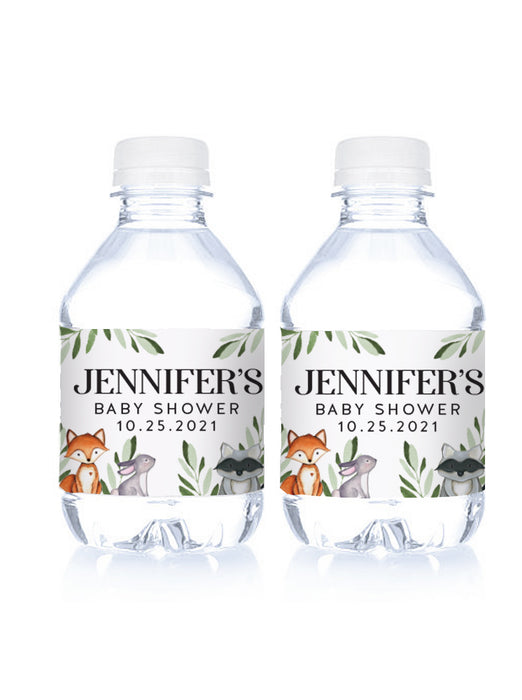 Woodland Baby Shower Water Bottle Labels