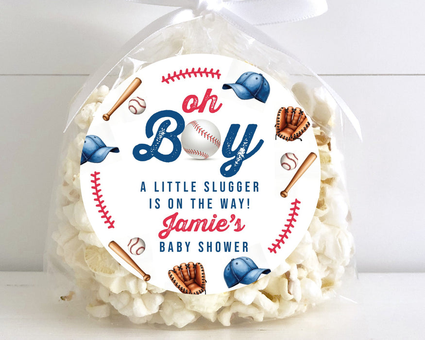 Oh Boy Baseball Baby Shower Stickers