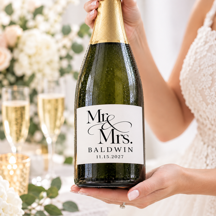 Mr & Mrs Wedding Couple Wine Labels
