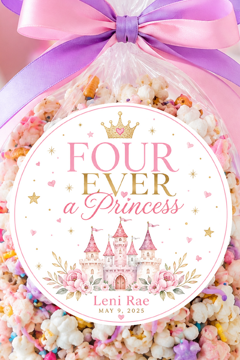 Four Ever Princess Birthday Stickers