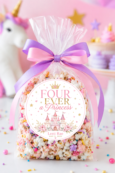 Four Ever Princess Birthday Stickers