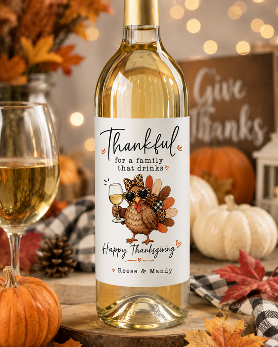 Funny Family Thanksgiving Wine Labels