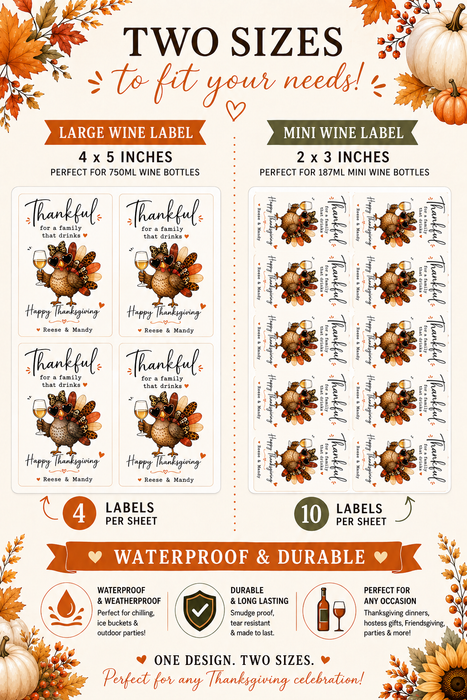 Funny Family Thanksgiving Wine Labels