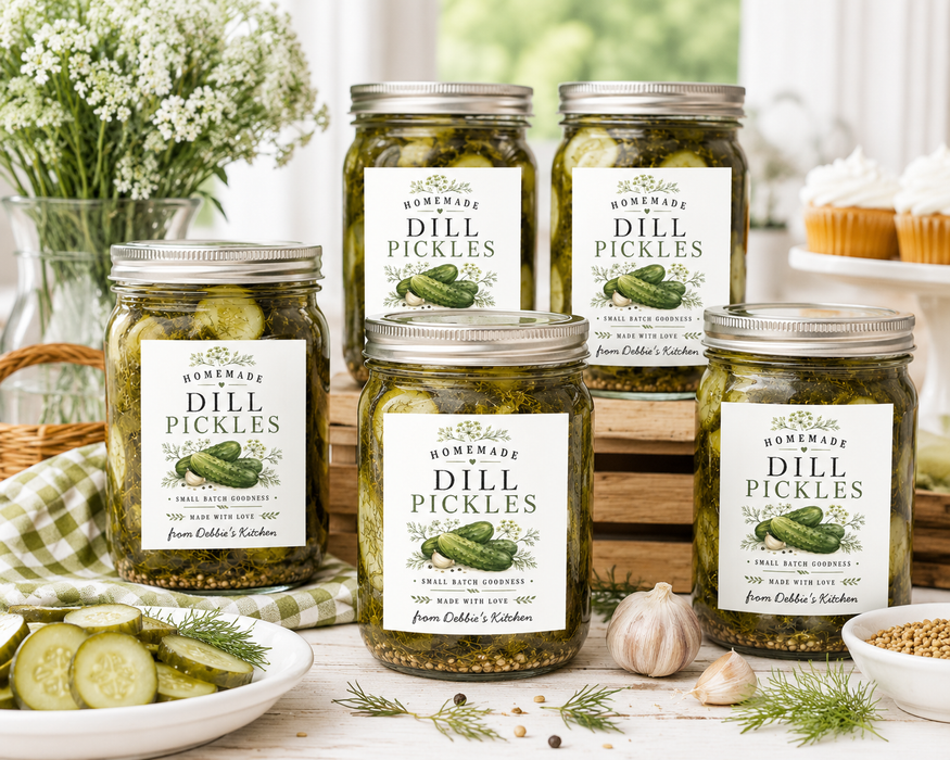 Homemade Dill Pickle Tall Labels