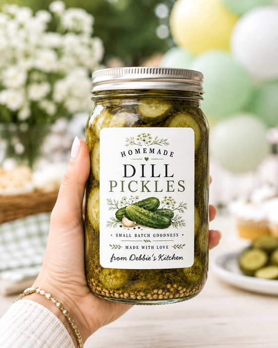 Homemade Dill Pickle Tall Labels