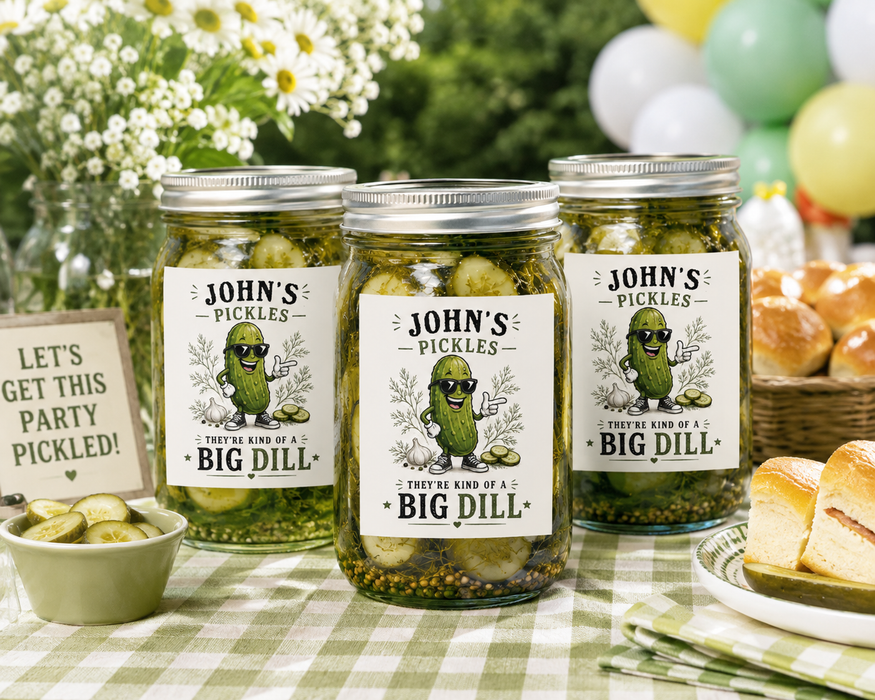 Funny Big Dill Pickle Tall Labels