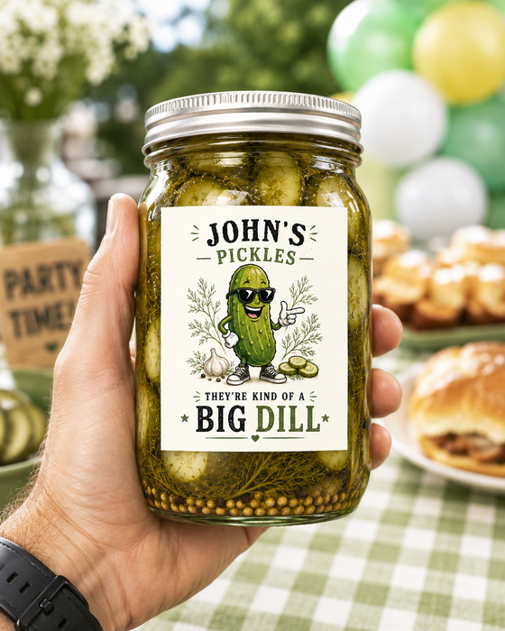 Funny Big Dill Pickle Tall Labels