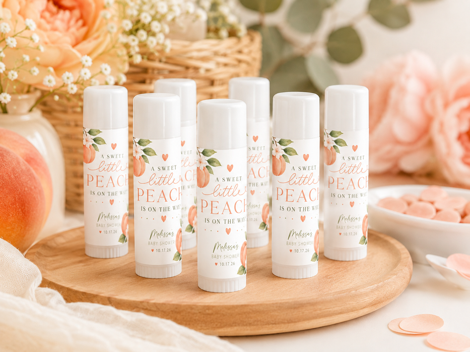 Peach Baby Shower Lip Balm Labels
