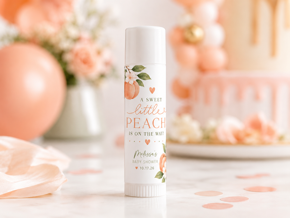 Peach Baby Shower Lip Balm Labels