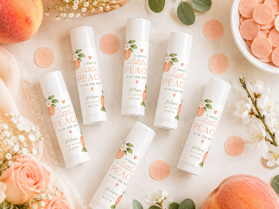Peach Baby Shower Lip Balm Labels