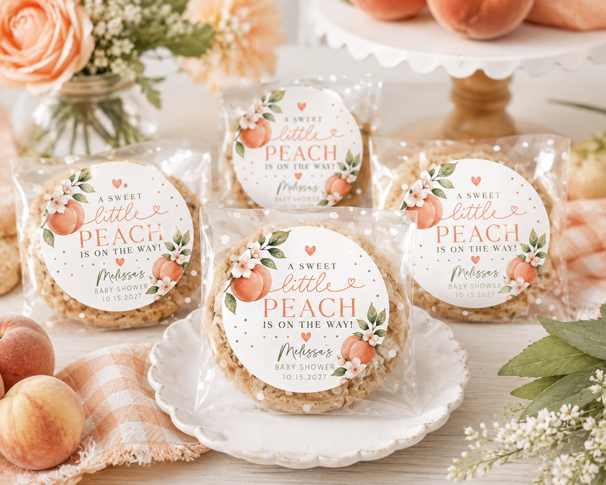Sweet Little Peach Baby Shower Stickers