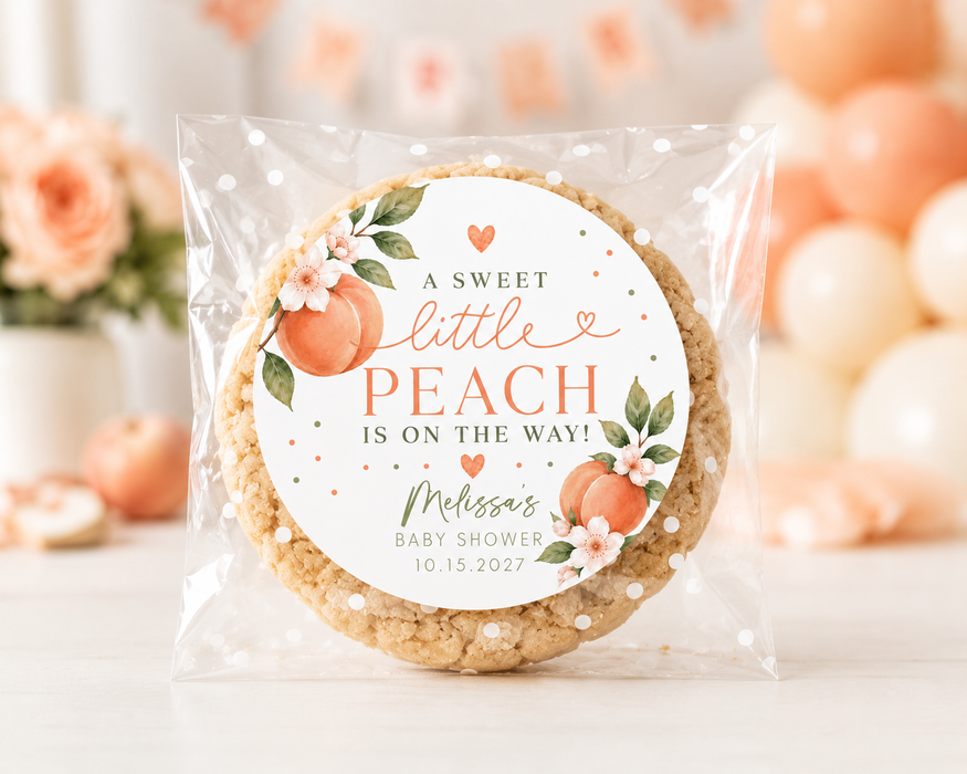 Sweet Little Peach Baby Shower Stickers