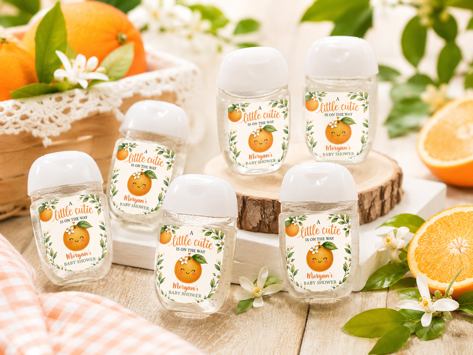 Little Cutie Baby Shower Hand Sanitizer Label