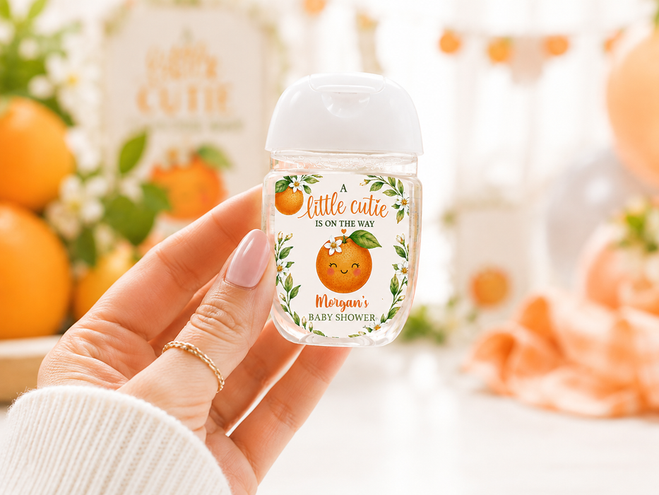 Little Cutie Baby Shower Hand Sanitizer Label
