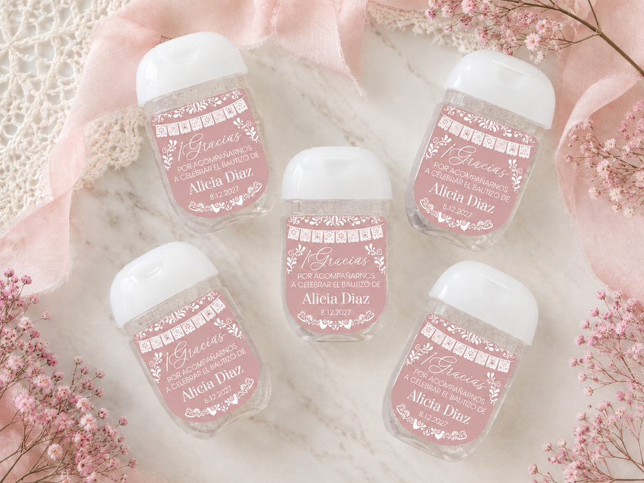 Cielito Lindo Baptism Hand Sanitizer Stickers