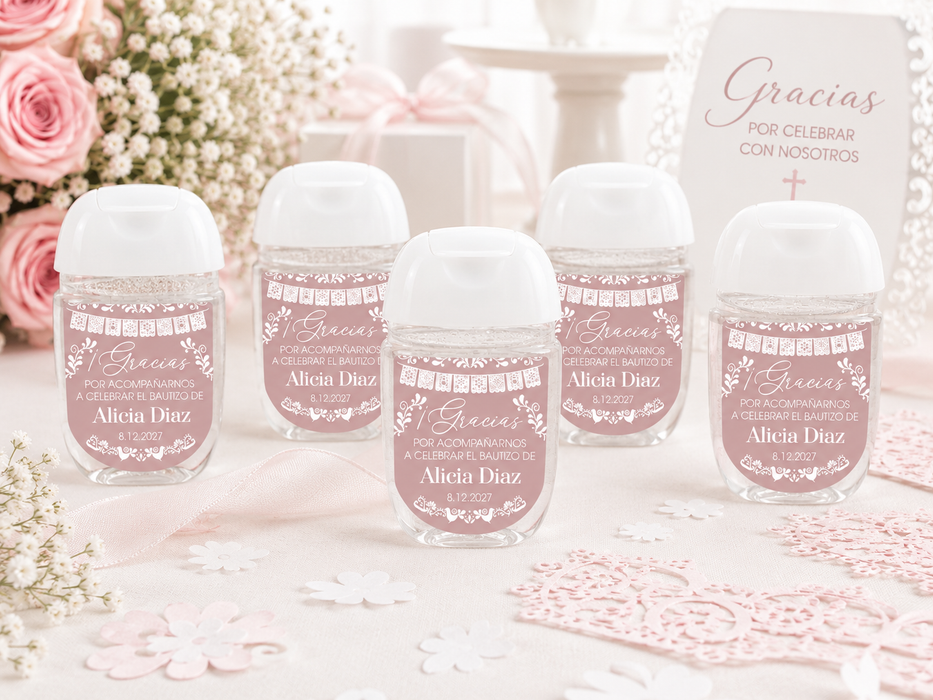 Cielito Lindo Baptism Hand Sanitizer Stickers