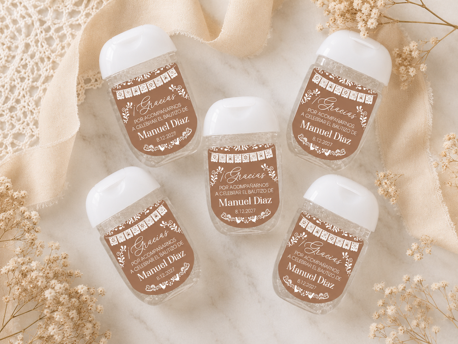 Cielito Lindo Baptism Hand Sanitizer Stickers