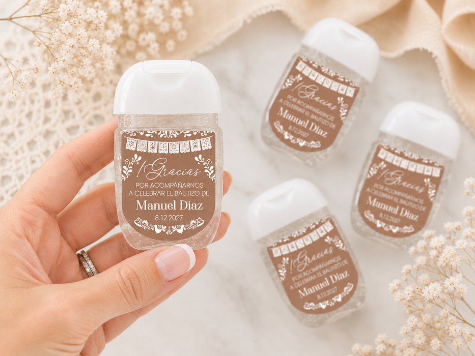 Cielito Lindo Baptism Hand Sanitizer Stickers