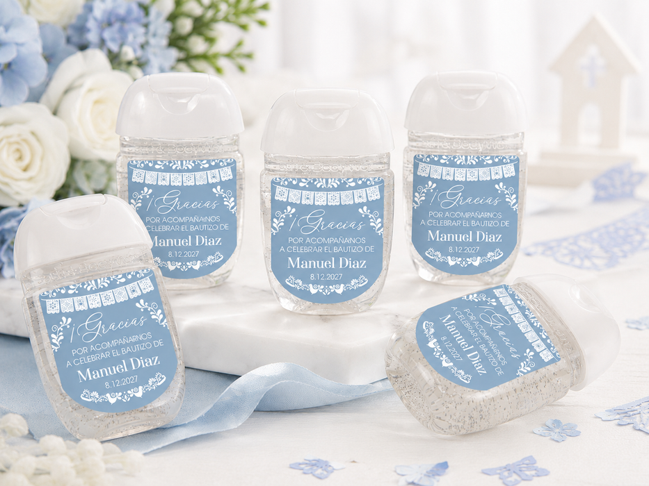 Cielito Lindo Baptism Hand Sanitizer Stickers