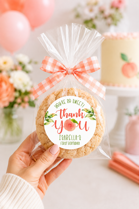 Peach Birthday Party Stickers