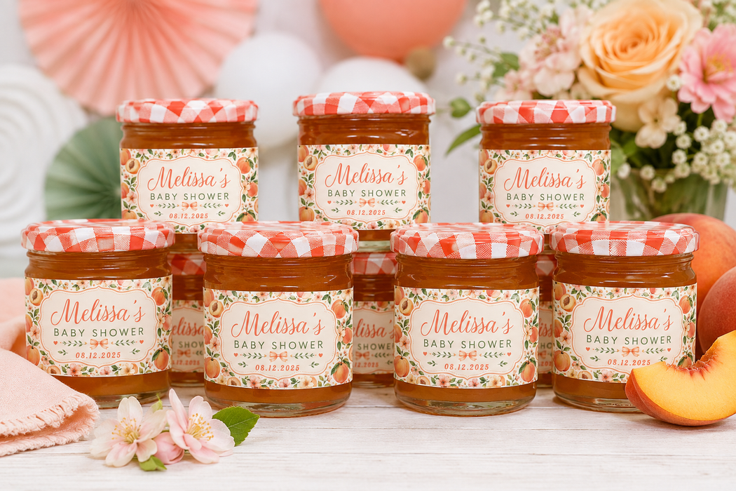 Peach Baby Shower Jam Jar Labels