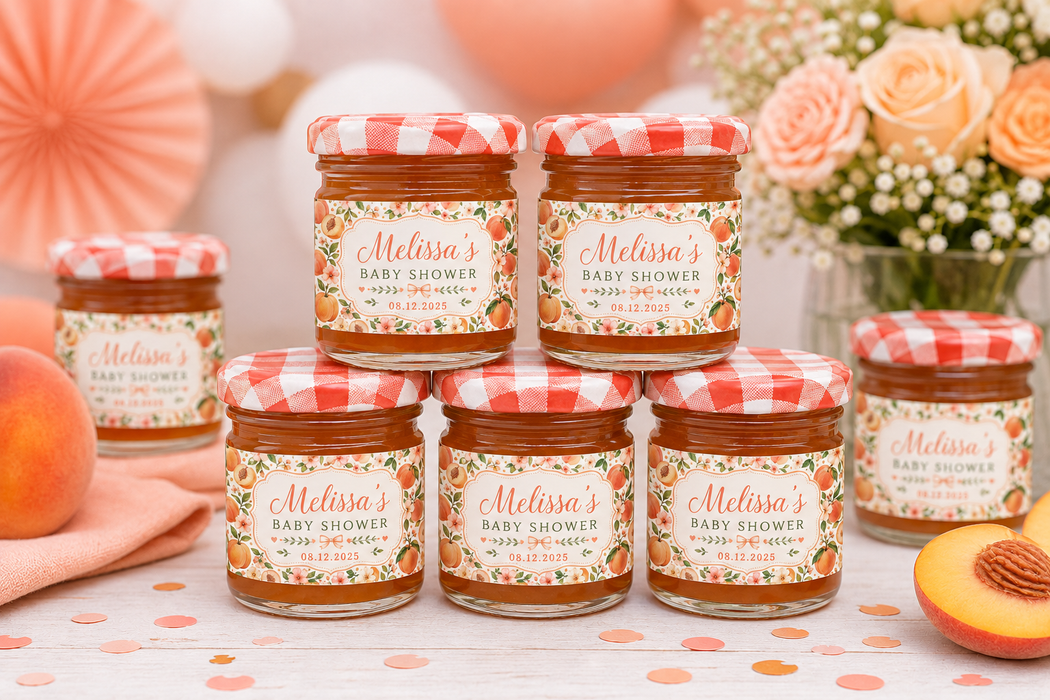 Peach Baby Shower Jam Jar Labels