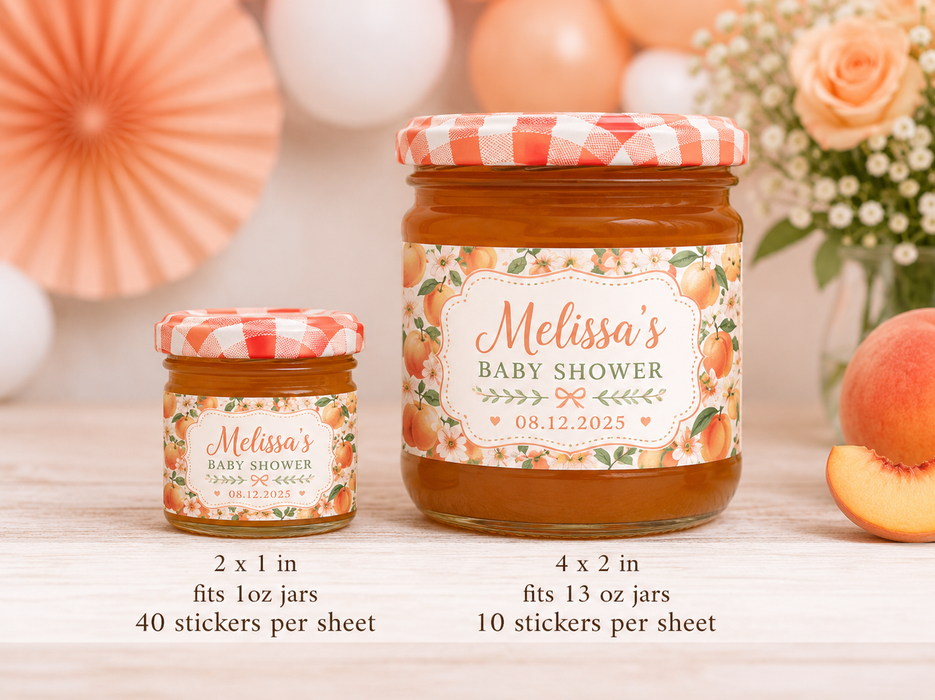 Peach Baby Shower Jam Jar Labels