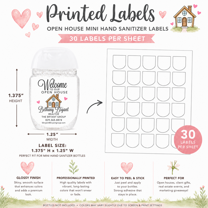 Open House Realtor Hand Sanitizer Stickers