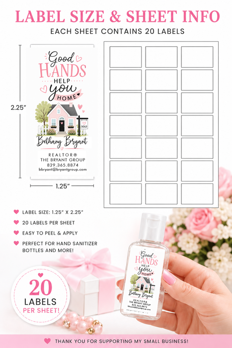 Good Hands Realtor Hand Sanitizer Stickers
