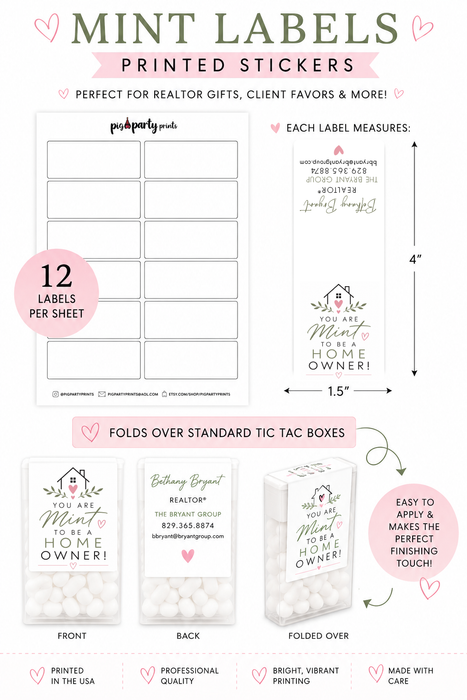 Floral Mint to Be a Home Owner Realtor Labels
