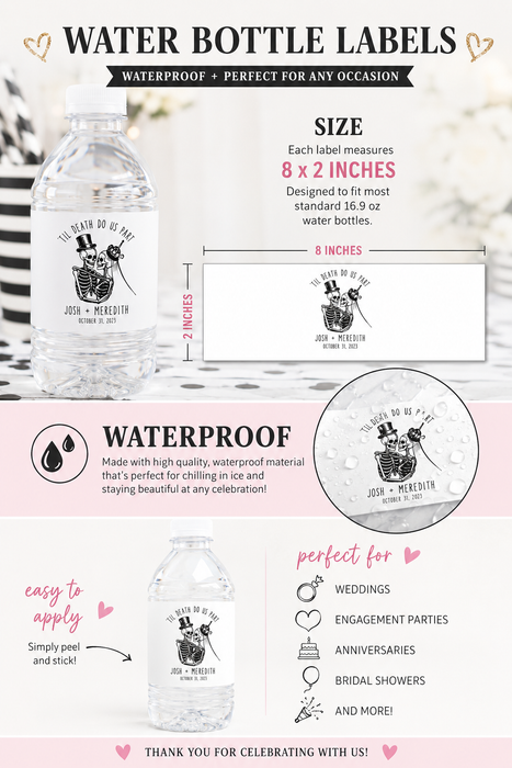 Death Do Us Part Water Bottle Labels