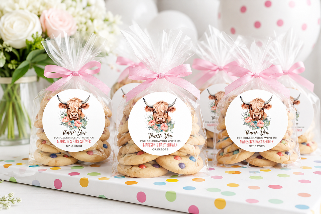 Highland Cow Birthday Stickers