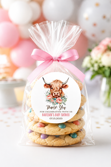 Highland Cow Birthday Stickers