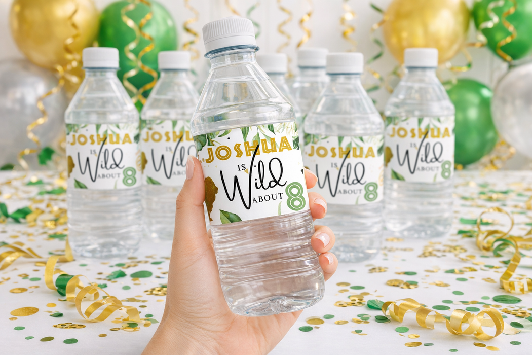 Safari Birthday Water Bottle Labels