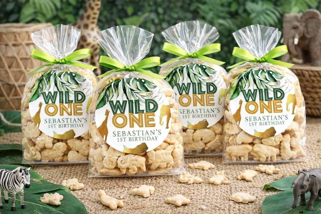 Gold Safari Birthday Party Stickers