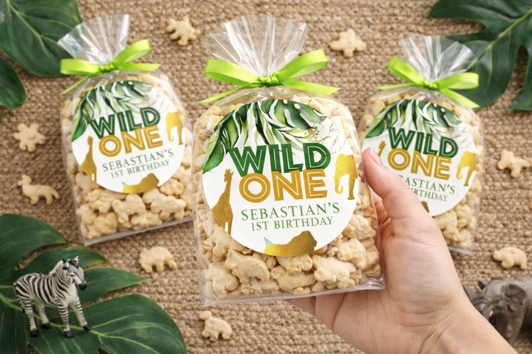 Gold Safari Birthday Party Stickers