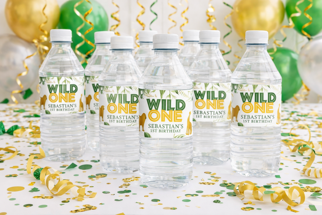 Gold Safari Water Bottle Labels