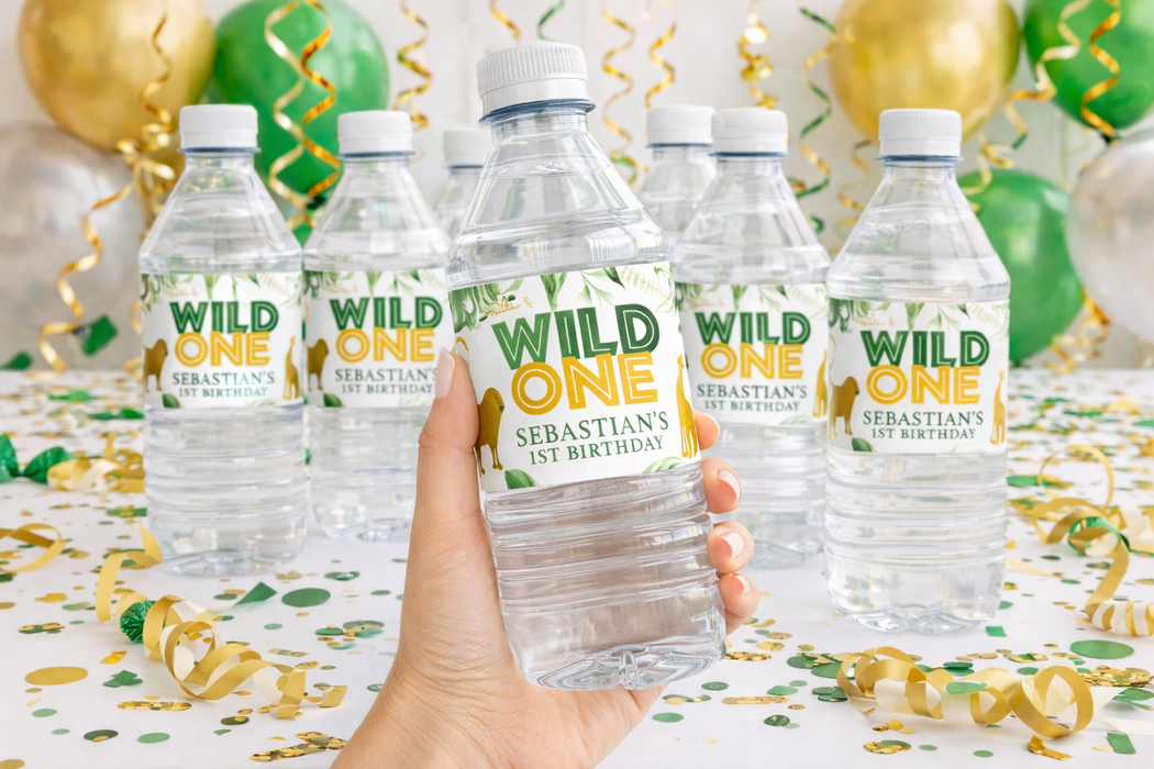 Gold Safari Water Bottle Labels